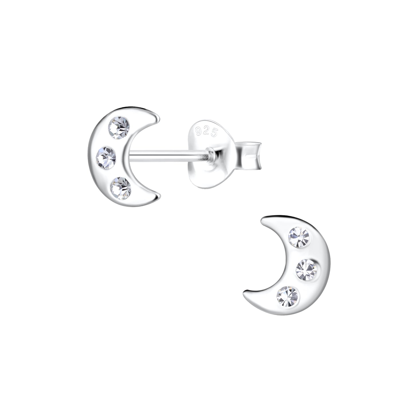 Stirling Silver Moon Ear Studs