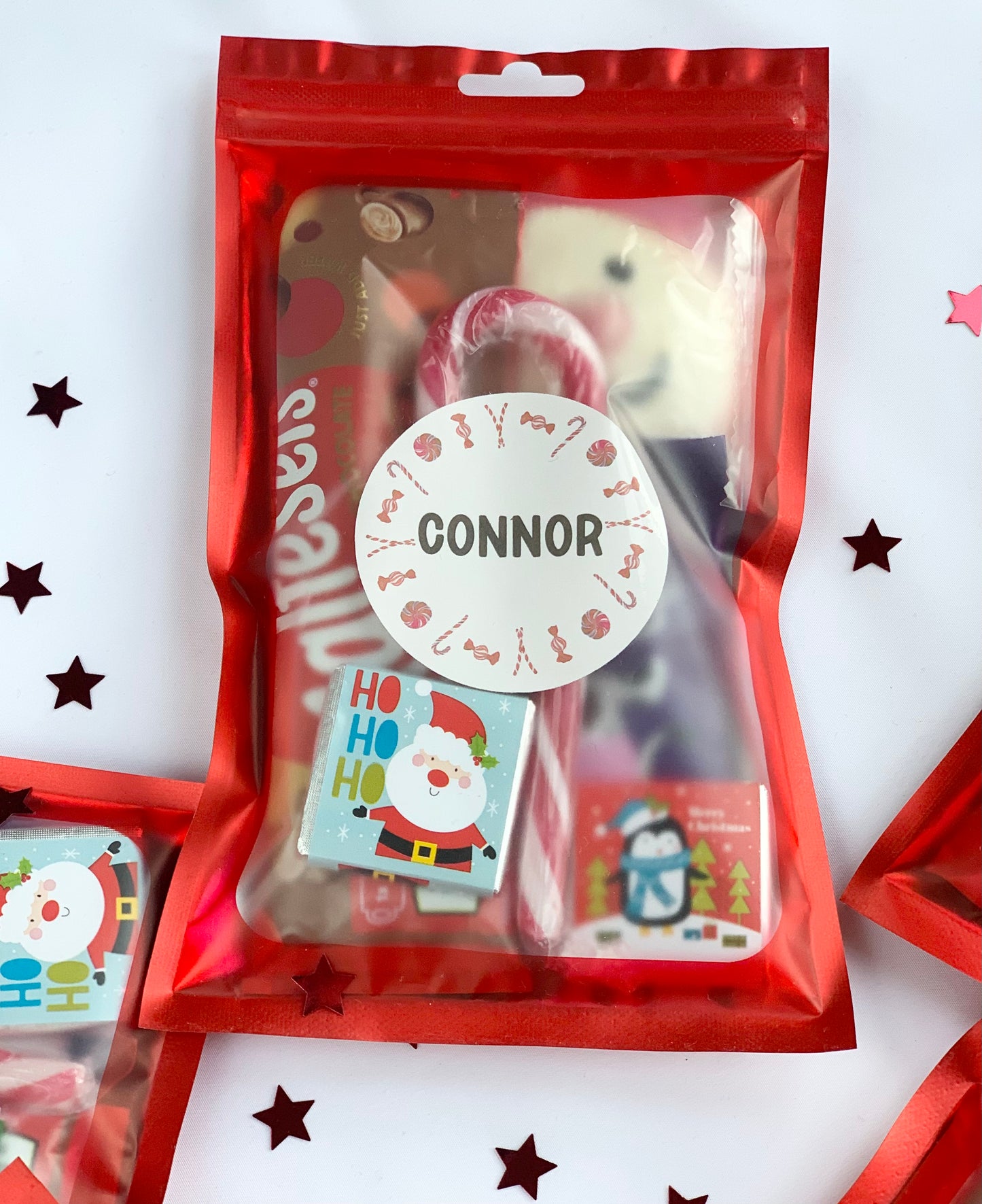 Personalised Christmas hot chocolate and treat pouches