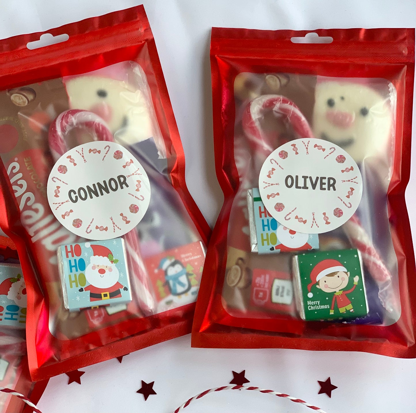 Personalised Christmas hot chocolate and treat pouches